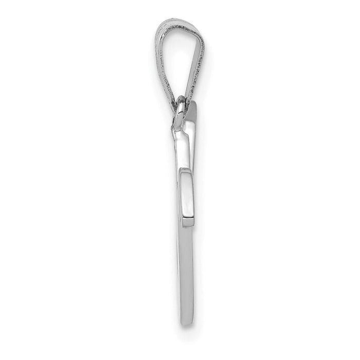 14KW White Gold Script Letter V Initial Pendant-YC993WV