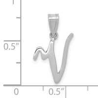 14KW White Gold Script Letter V Initial Pendant-YC993WV