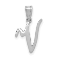 14KW White Gold Script Letter V Initial Pendant-YC993WV