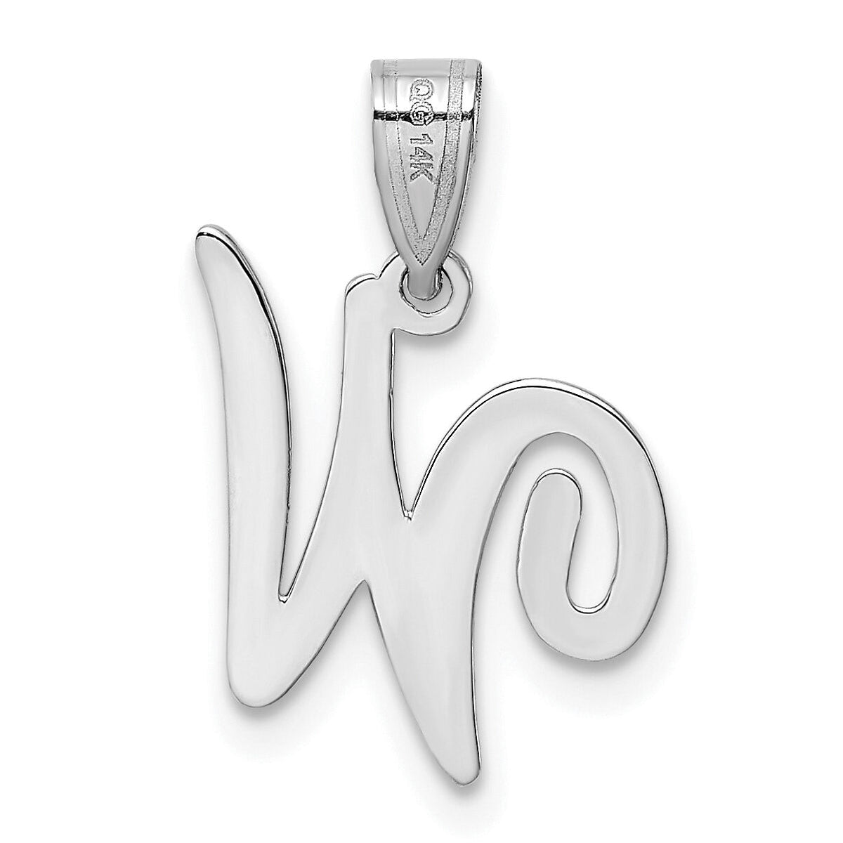14KW White Gold Script Letter W Initial Pendant-YC993WW