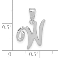 14KW White Gold Script Letter W Initial Pendant-YC993WW
