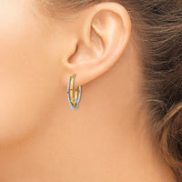 14k Two-tone Oval Loop Hoop Earrings-YE1024