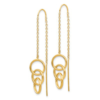 14k Triple Circle Threader Earrings-YE1053