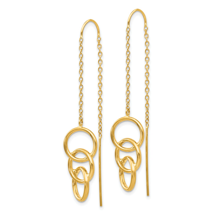 14k Triple Circle Threader Earrings-YE1053
