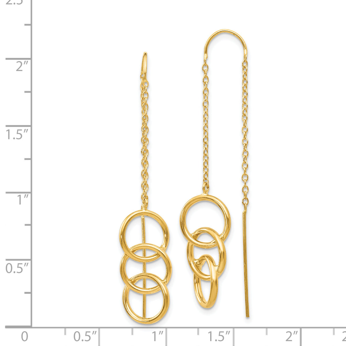 14k Triple Circle Threader Earrings-YE1053