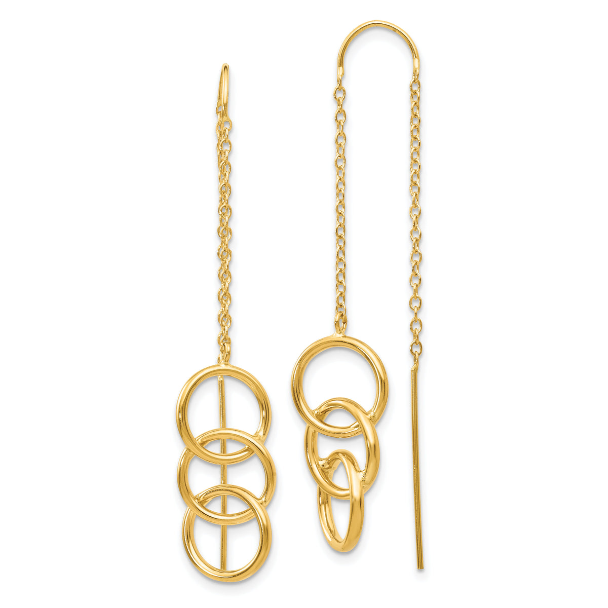 14k Triple Circle Threader Earrings-YE1053