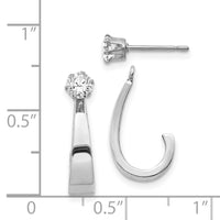 14k White Gold J Hoop w/CZ Earring Jacket-YE1084
