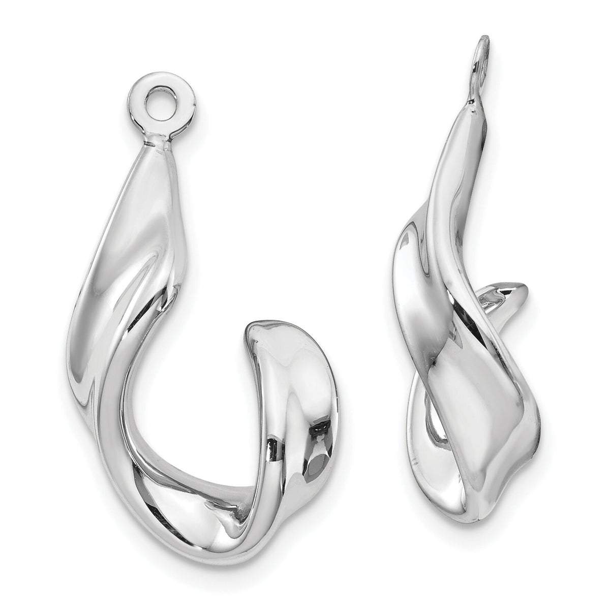 14k White Gold Twisted J Earring Jackets-YE1103