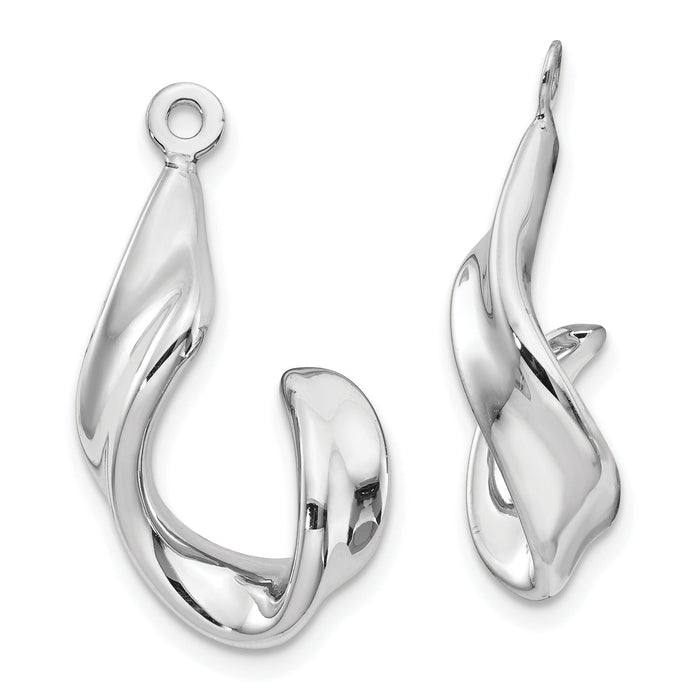 14k White Gold Twisted J Earring Jackets-YE1103
