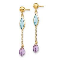 14K Amethyst and Blue Topaz Post Earrings-YE1368