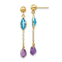 14K Amethyst and Blue Topaz Post Earrings-YE1368