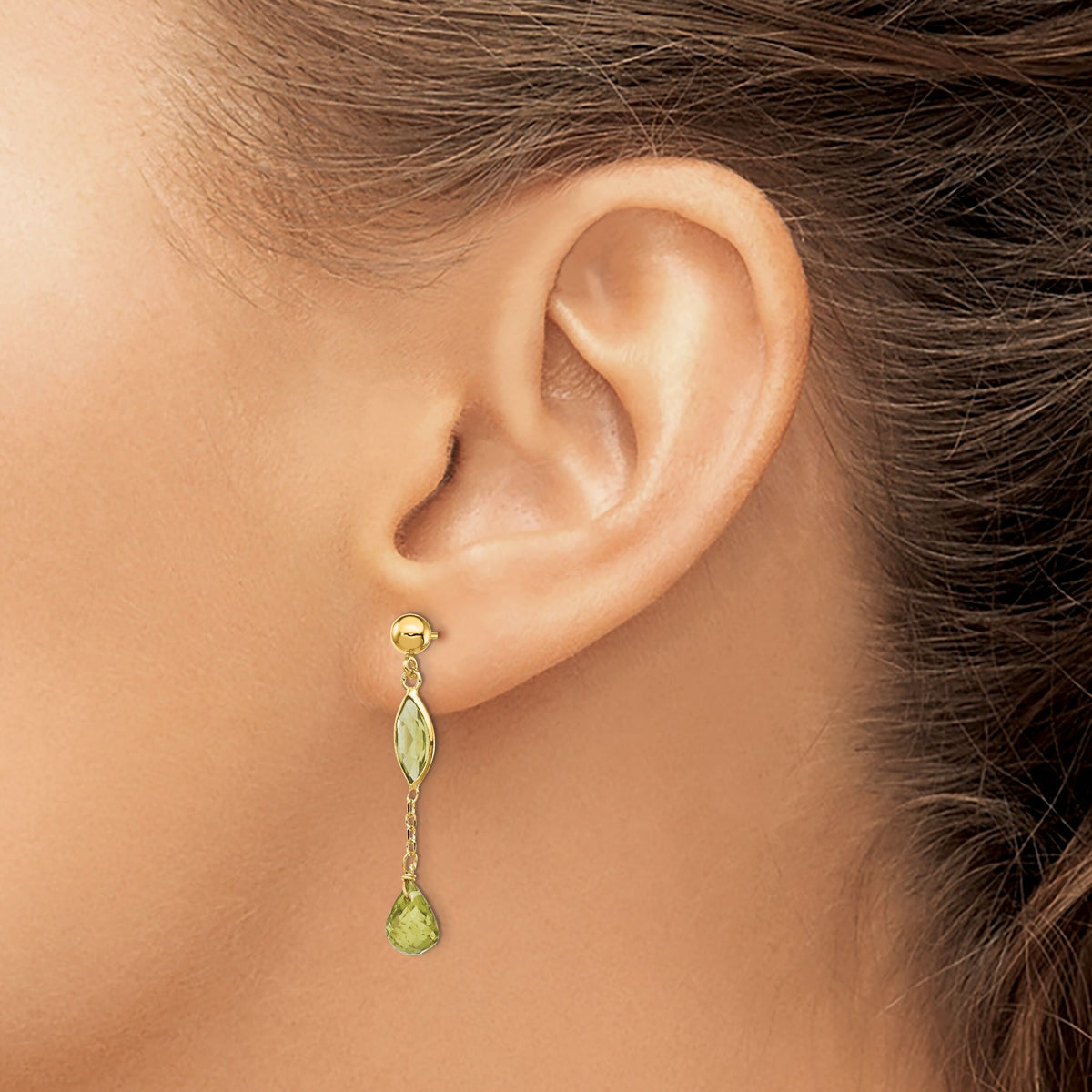 14K Peridot Post Earrings-YE1369