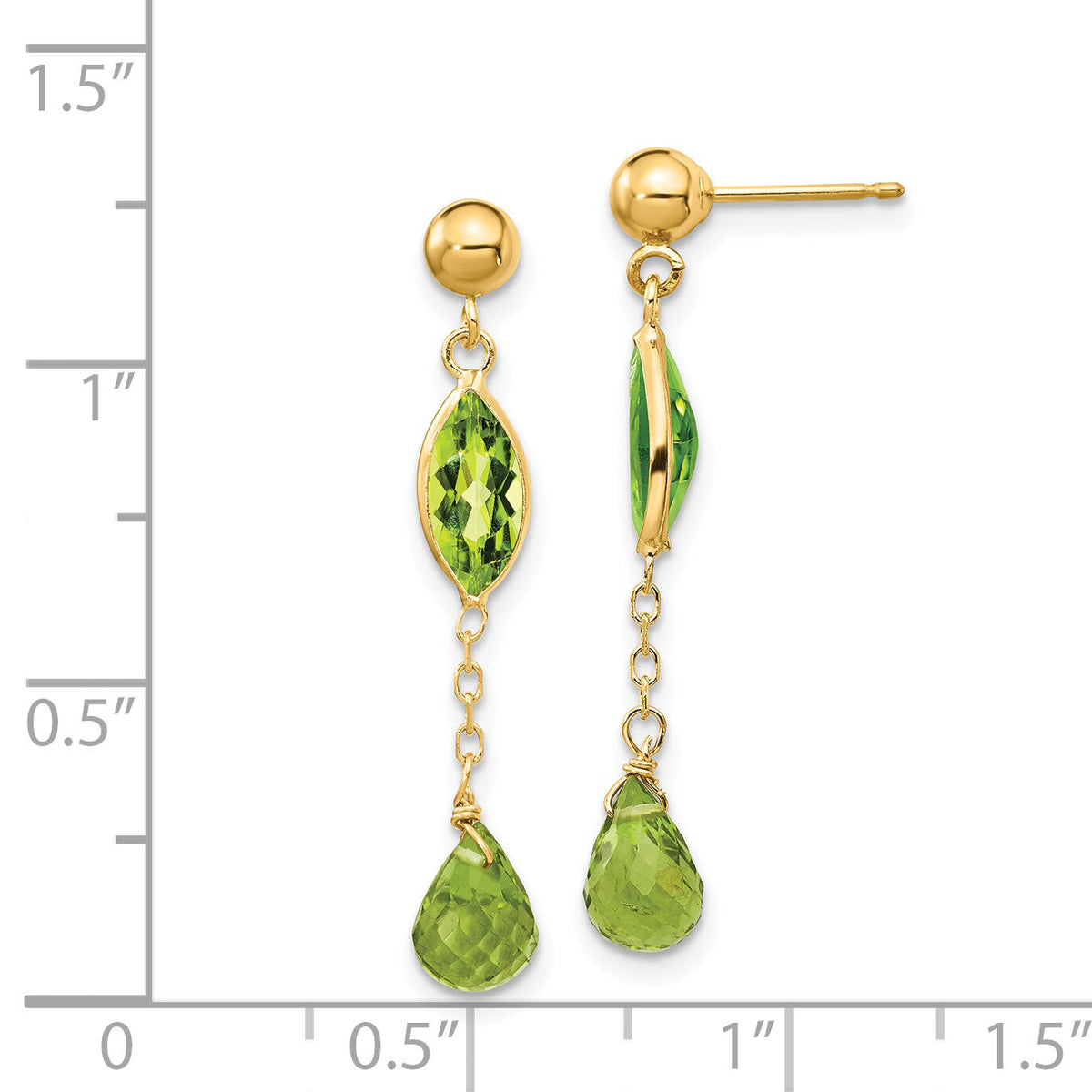 14K Peridot Post Earrings-YE1369