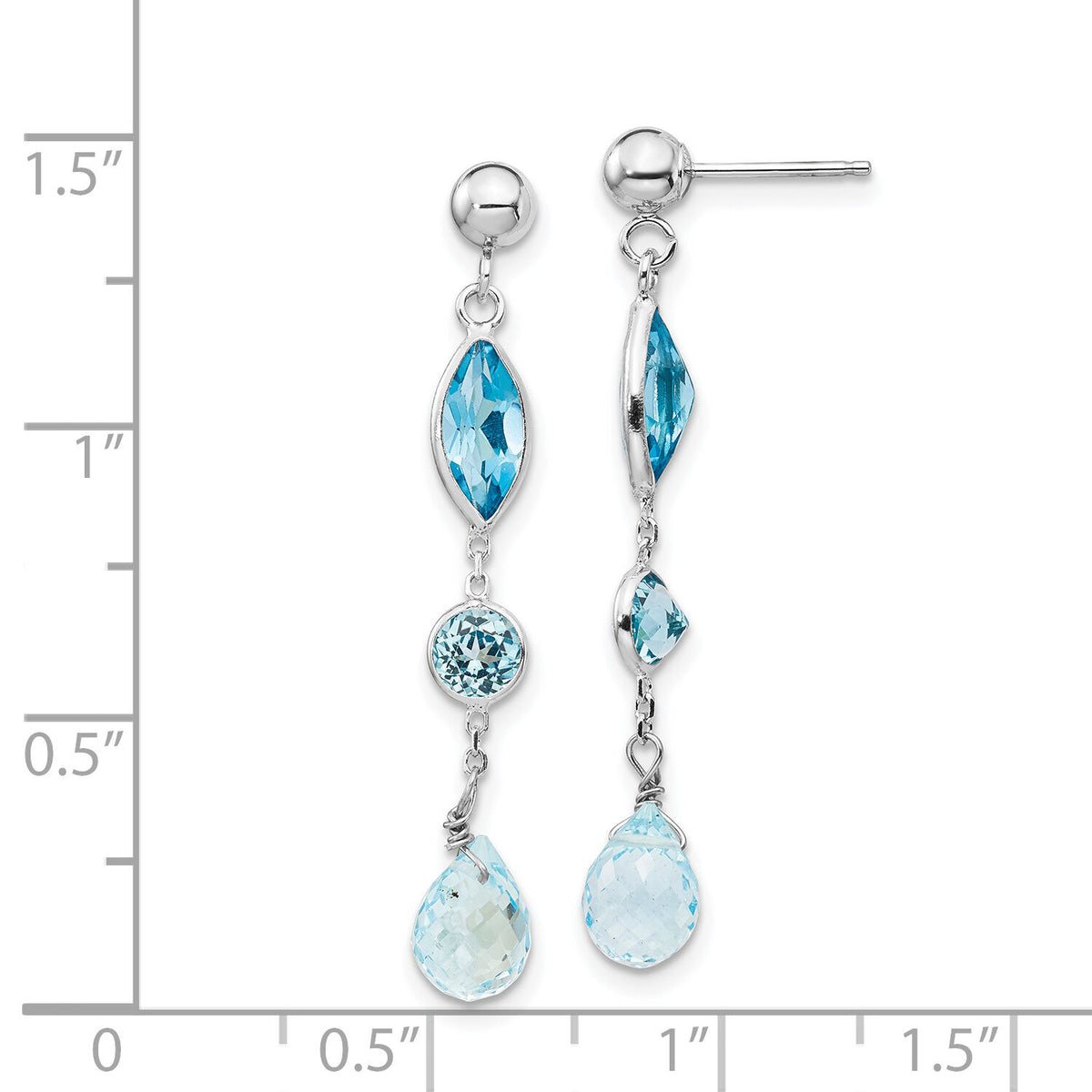 14K WG Blue Topaz Post Earrings-YE1372