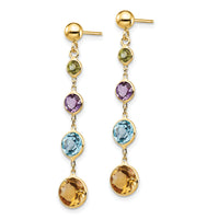 14K Multi-Gemstone Dangle Post Earrings-YE1376