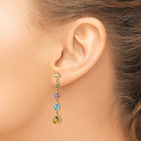 14K Multi-Gemstone Dangle Post Earrings-YE1376