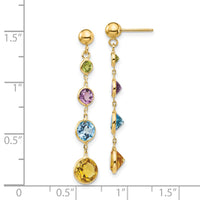 14K Multi-Gemstone Dangle Post Earrings-YE1376