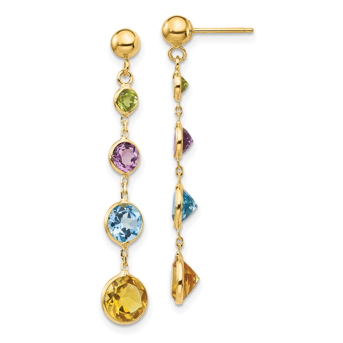 14K Multi-Gemstone Dangle Post Earrings-YE1376
