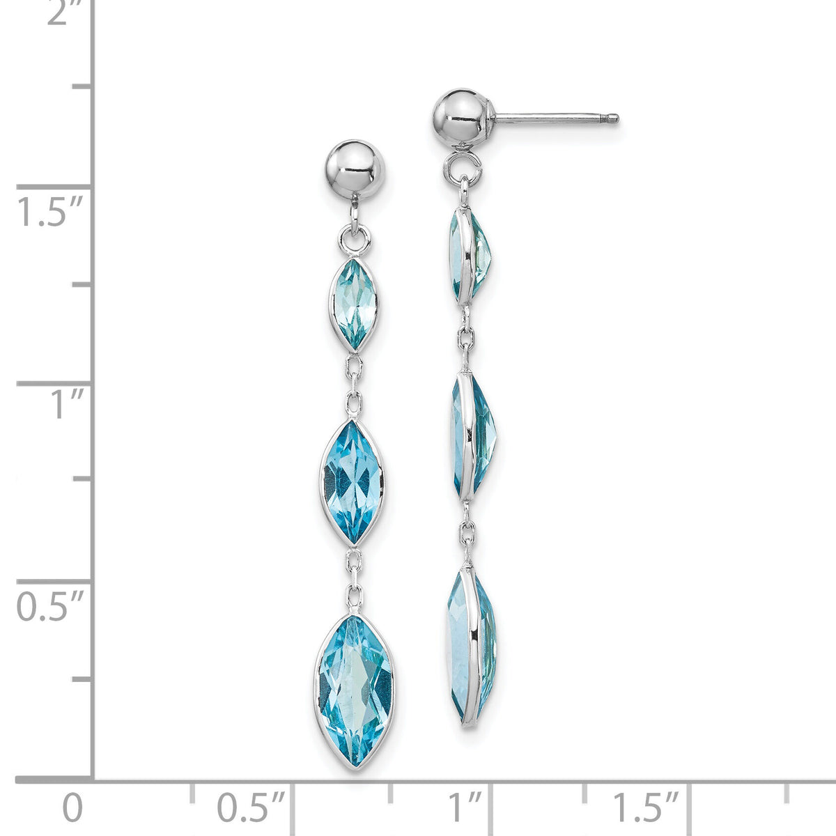 14K WG Blue Topaz Post Earrings-YE1378