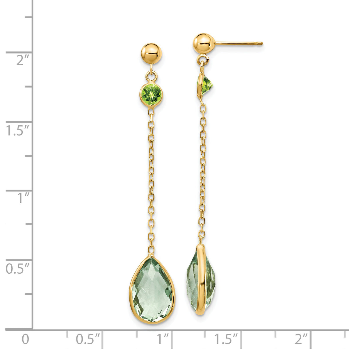 14K Peridot and Green Quartz Post Earrings-YE1393