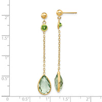 14K Peridot and Green Quartz Post Earrings-YE1393