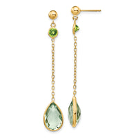 14K Peridot and Green Quartz Post Earrings-YE1393