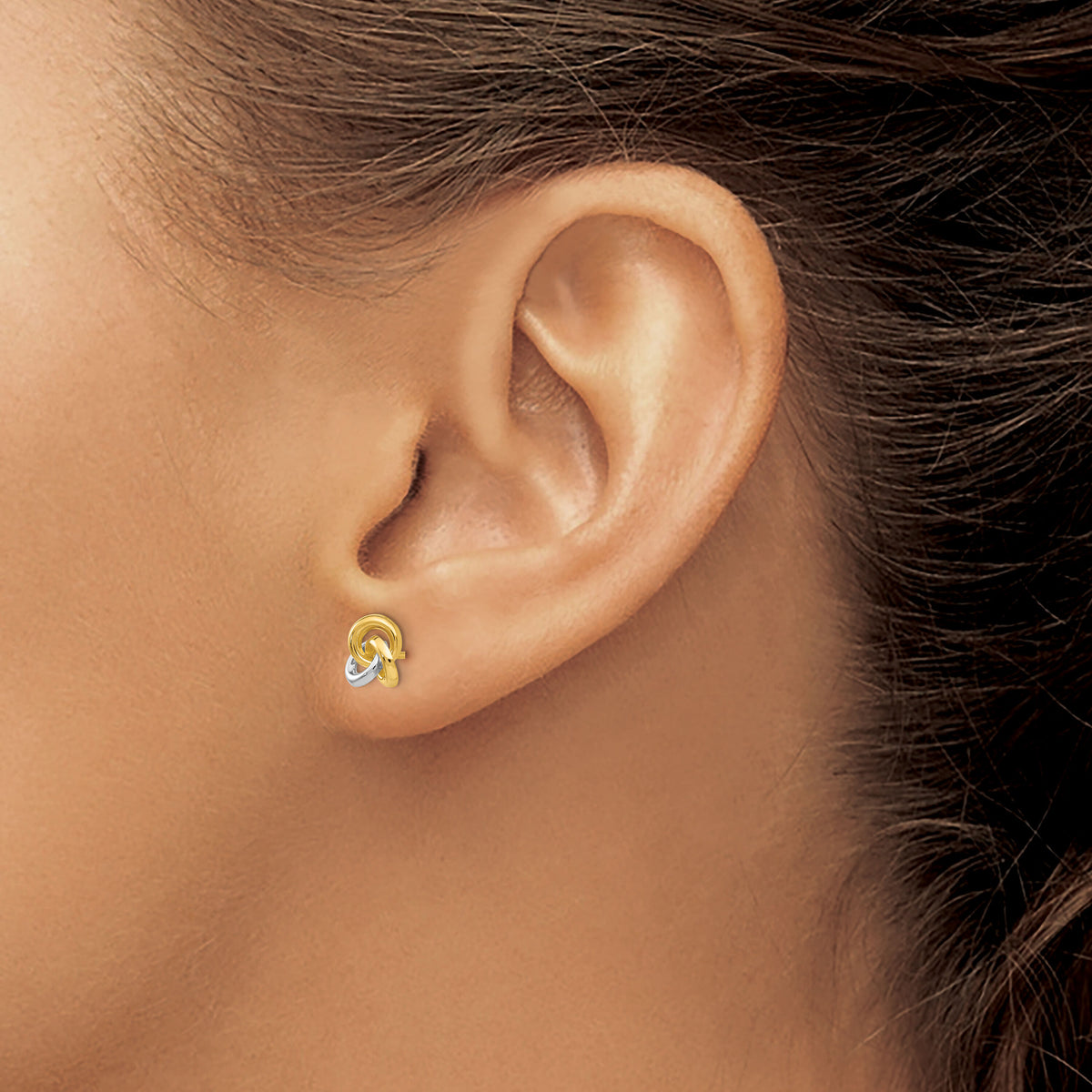 14k & Rhodium Trinity Knot Earrings-YE145