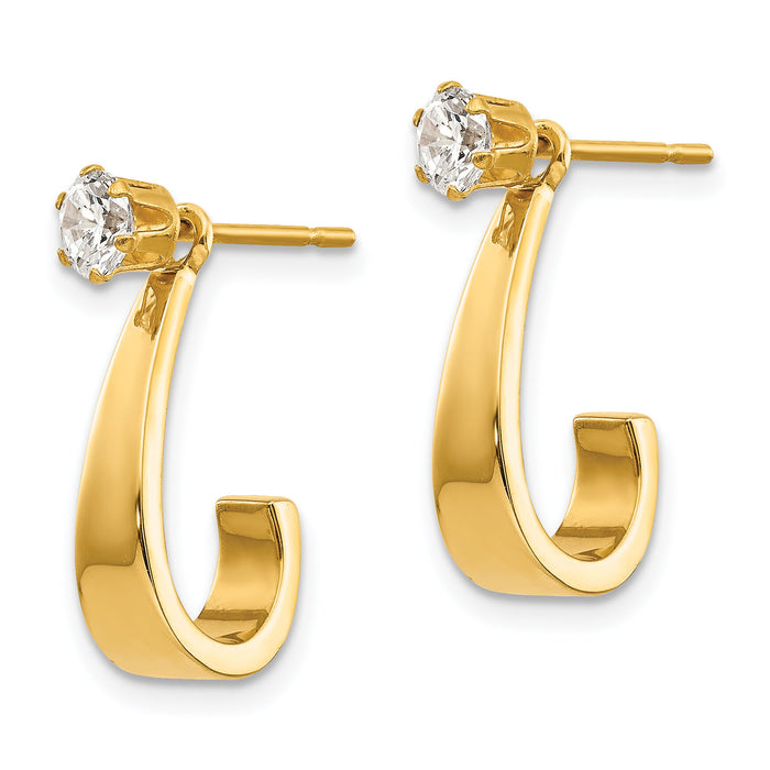 14k J Hoop with CZ Stud Earring Jackets-YE1482