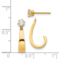 14k J Hoop with CZ Stud Earring Jackets-YE1482