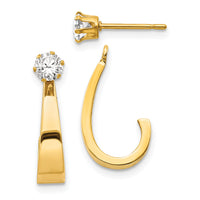 14k J Hoop with CZ Stud Earring Jackets-YE1482