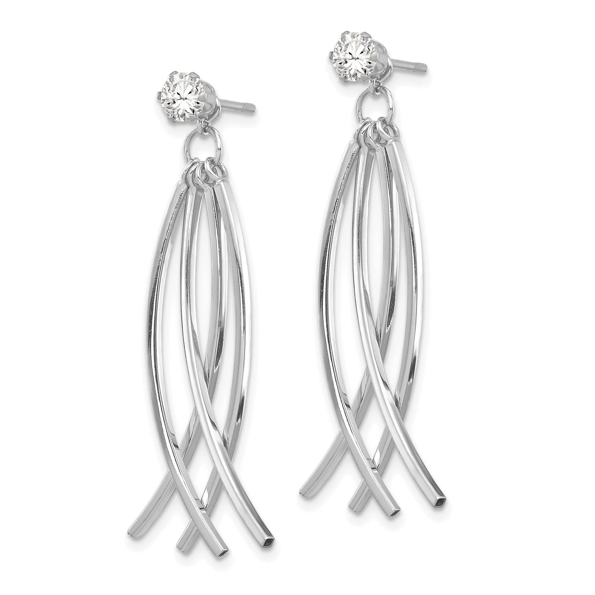 14k White Gold Curved Dangles with CZ Stud Earring Jackets-YE1492