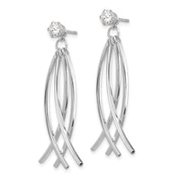 14k White Gold Curved Dangles with CZ Stud Earring Jackets-YE1492