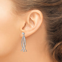 14k White Gold Curved Dangles with CZ Stud Earring Jackets-YE1492