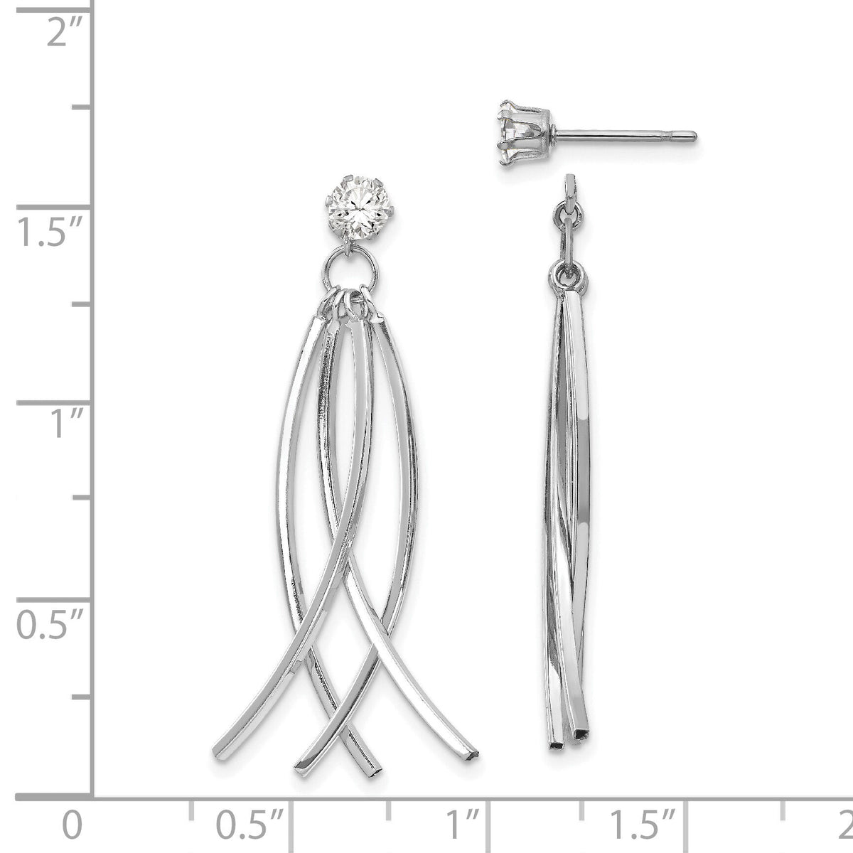 14k White Gold Curved Dangles with CZ Stud Earring Jackets-YE1492