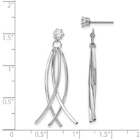 14k White Gold Curved Dangles with CZ Stud Earring Jackets-YE1492