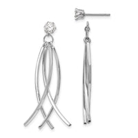 14k White Gold Curved Dangles with CZ Stud Earring Jackets-YE1492