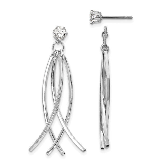 14k White Gold Curved Dangles with CZ Stud Earring Jackets-YE1492