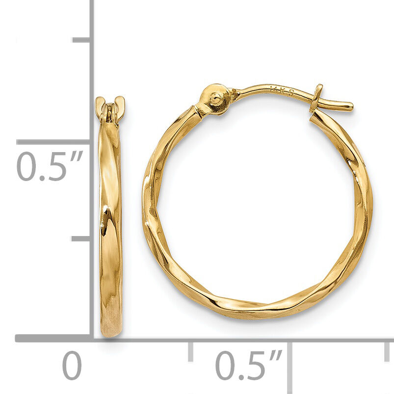 14k Twist Hoop Earrings-YE1500