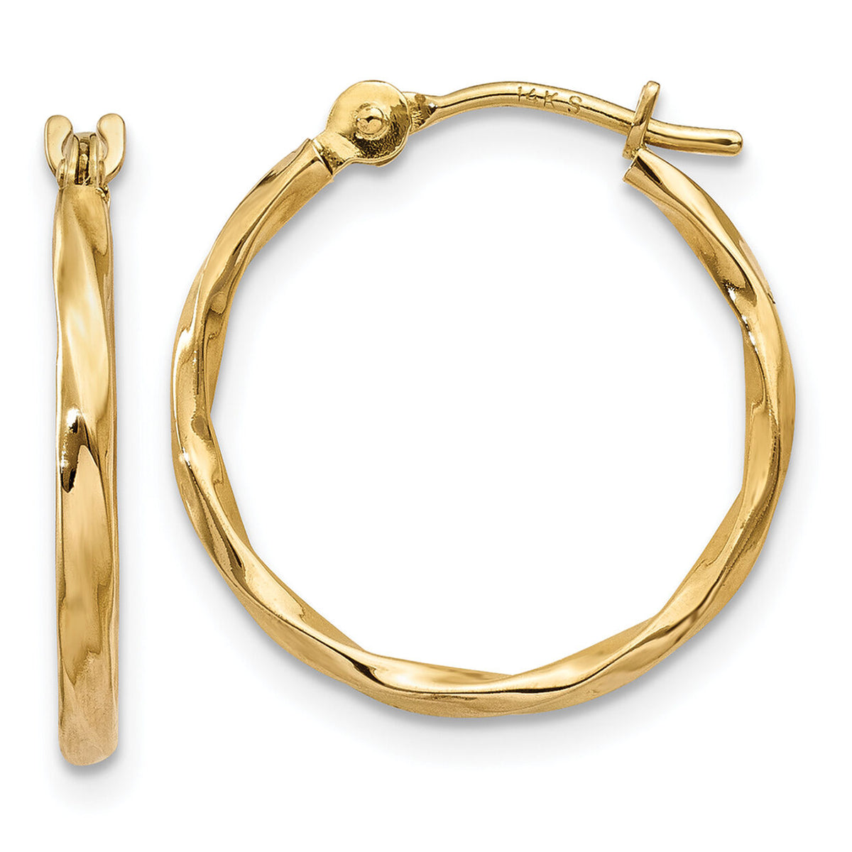 14k Twist Hoop Earrings-YE1500
