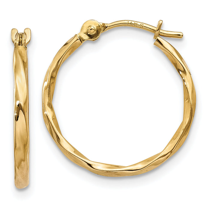 14k Twist Hoop Earrings-YE1500