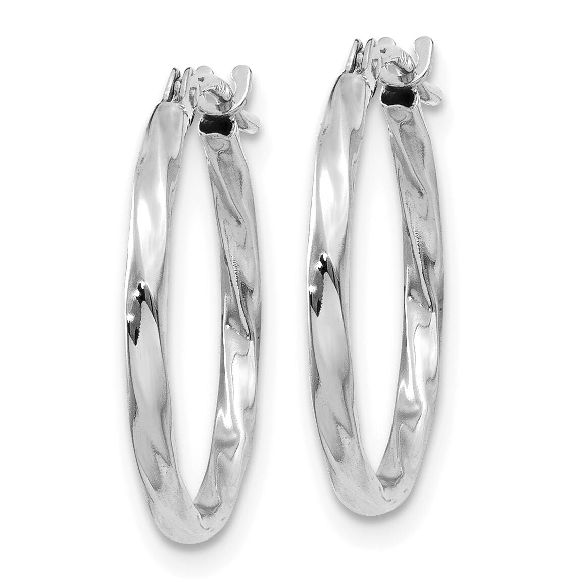 14k White Gold Twisted Hoop Earrings-YE1501
