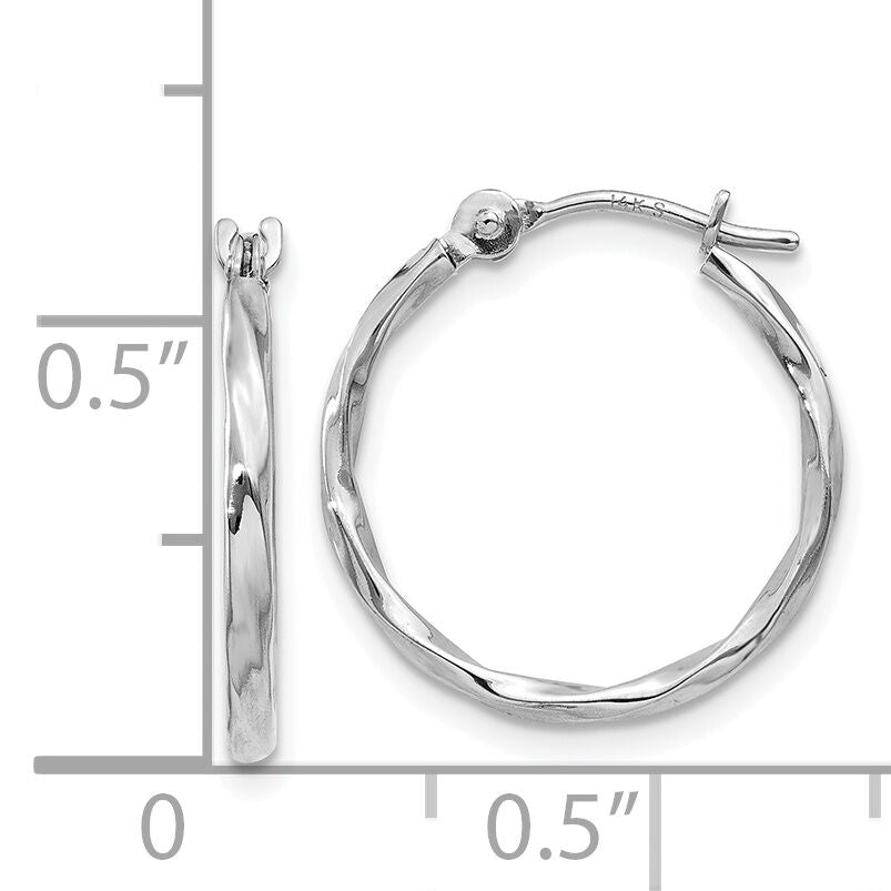14k White Gold Twisted Hoop Earrings-YE1501