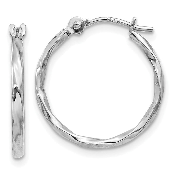 14k White Gold Twisted Hoop Earrings-YE1501