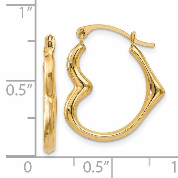 14k Heart Hoop Earrings-YE1508
