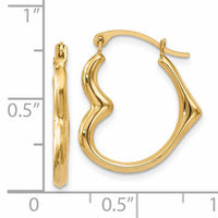 14k Heart Hoop Earrings-YE1508