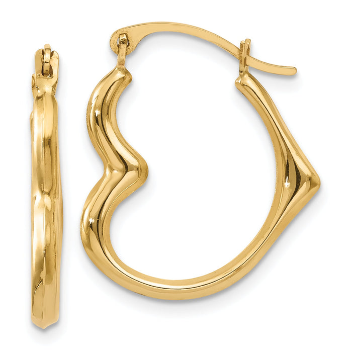 14k Heart Hoop Earrings-YE1508