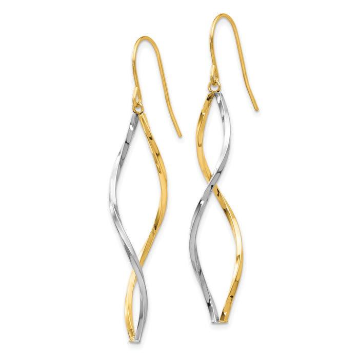 14k Two-tone Twist Dangle Earrings-YE1511