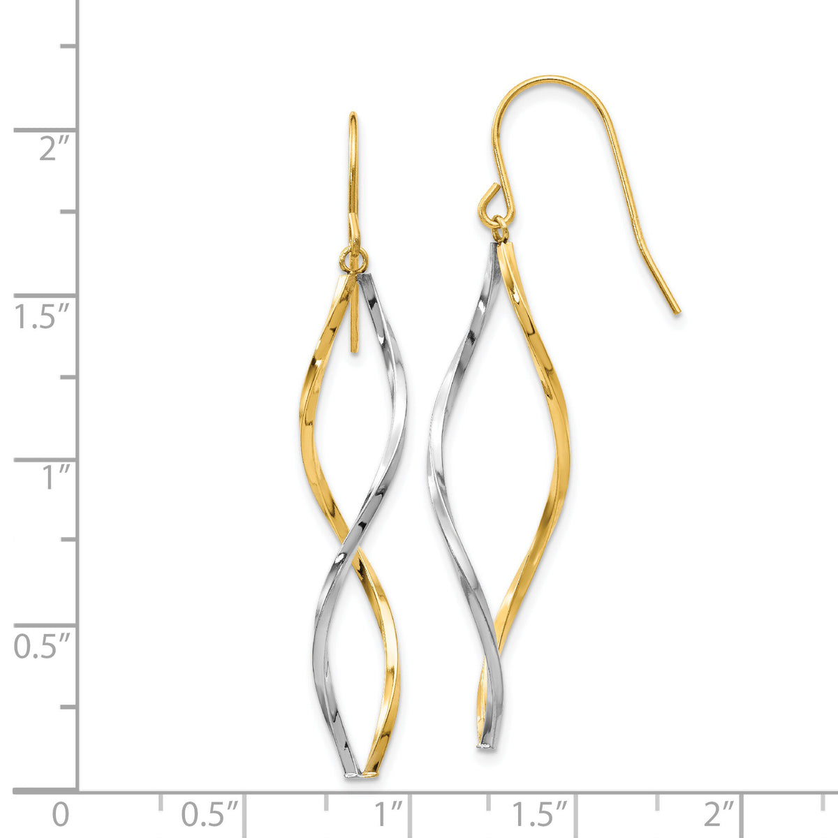 14k Two-tone Twist Dangle Earrings-YE1511
