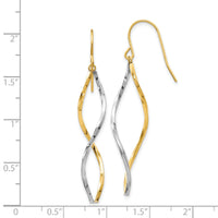 14k Two-tone Twist Dangle Earrings-YE1511