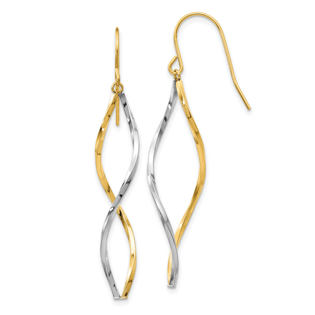 14k Two-tone Twist Dangle Earrings-YE1511